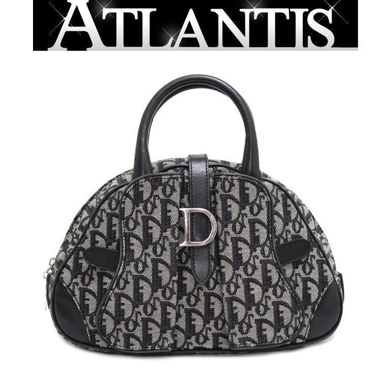 クリスチャンディオール Christian Dior トロッター ダブルサドル ハンドバッグ ジャガード 黒 【65997 ...
