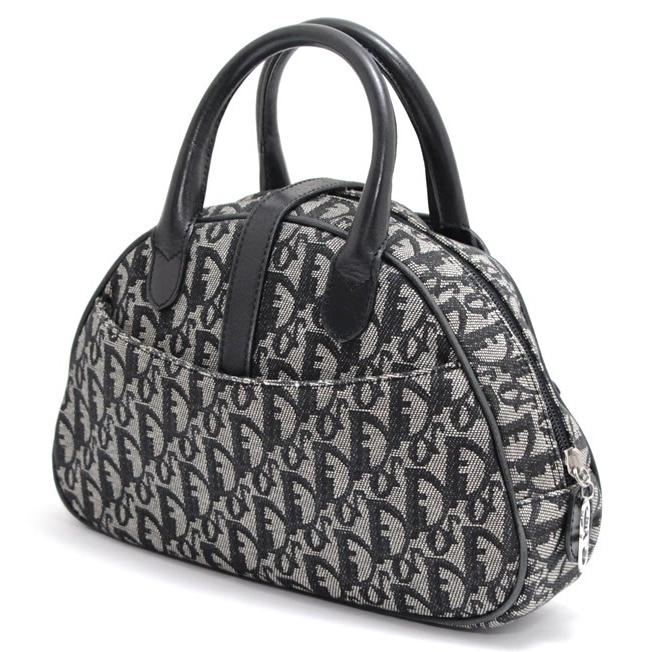 クリスチャンディオール Christian Dior トロッター ダブルサドル ハンドバッグ ジャガード 黒 【65997 ...