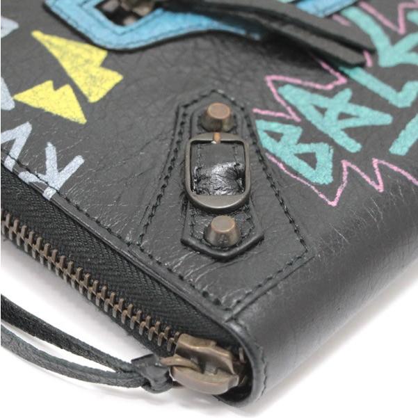 美品 BALENCIAGA バレンシアガ グラフィティ ラウンドファスナー長財布