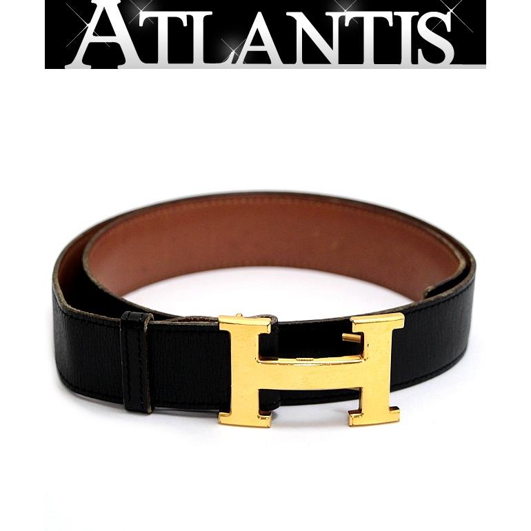 エルメス HERMES ヴィンテージ コンスタンス H ベルト 黒×ブラウン ○H 