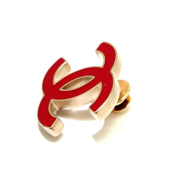 シャネル CHANEL 定番ココマーク ピンブローチ 08C 赤 【66346