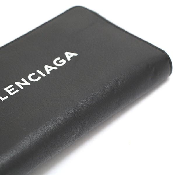 バレンシアガ BALENCIAGA ラウンドファスナー長財布 ロゴ レザー 黒