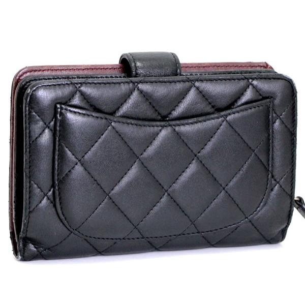 シャネル CHANEL マトラッセ ラウンドジップ 二つ折り財布 黒 S金具