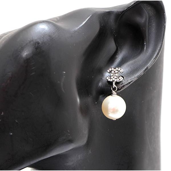 シャネル CHANEL ココマーク パールスイング ピアス シルバー B19V