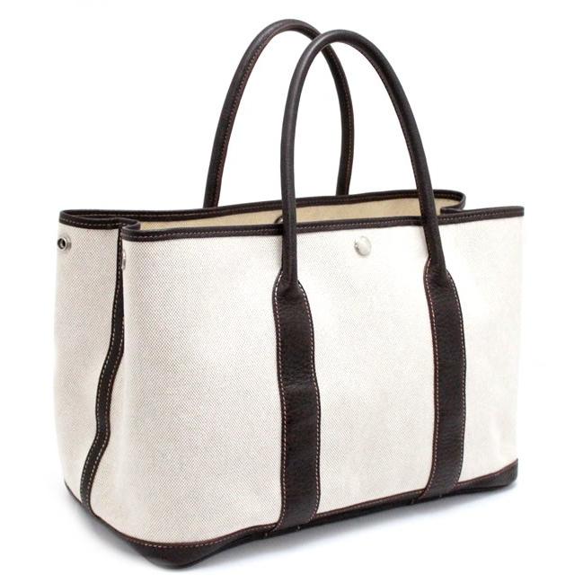 美品 HERMES ガーデンパーティ PM マロン トワルアッシュ エルメス HERMES ガーデンパーティPM トートバッグ マロン トワル