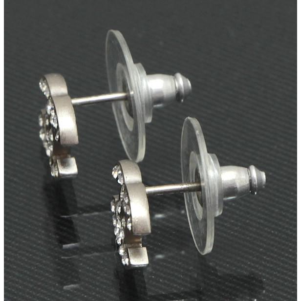 シャネル CHANEL ミニ ココマーク ラインストーン ピアス シルバー