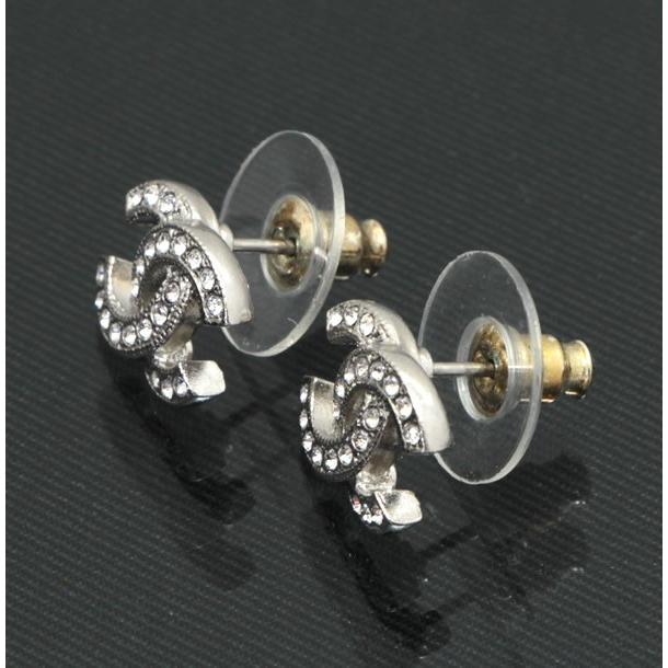シャネル CHANEL ココマーク ラインストーン ピアス シルバー C22V