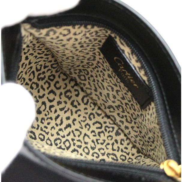 カルティエ Cartier パンサー ポーチ 黒 レザー G金具 【66664 カルティエ Cartier パンサー ポーチ 黒 レザー G金具 【66664