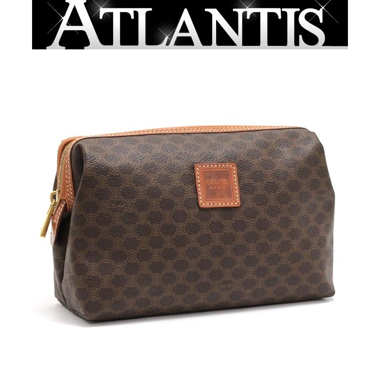 極美品✨CELINE ポーチ マカダム柄 PVC 極美品】セリーヌ ポーチ マカダム柄コスメケース小物入れ PVCブラウン176