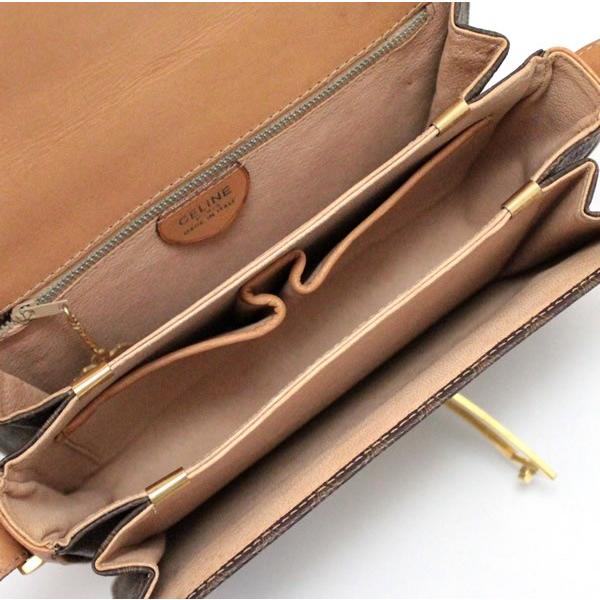 セリーヌ CELINE マカダム ホースキャリッジ ショルダーバッグ 馬車金具 PVC ブラウン ヴィンテージ 【65373】 CELINE セリーヌ ショルダーバッグ ブラウン 馬車 ホースキャリッジ