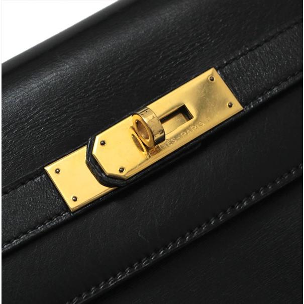 1989年製】エルメス HERMES ケリー32 ハンドバッグ ボックスカーフ 黒 