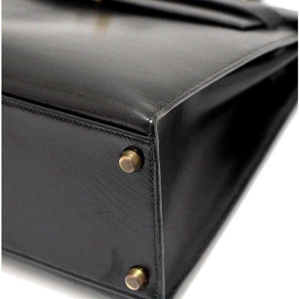 1989年製】エルメス HERMES ケリー32 ハンドバッグ ボックスカーフ 黒