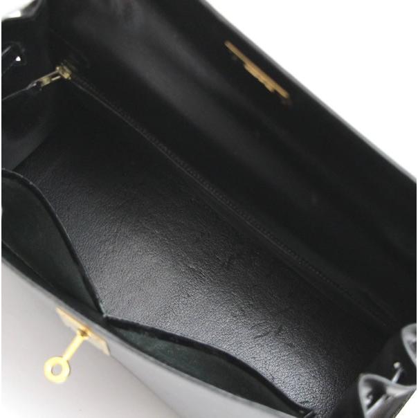 1989年製】エルメス HERMES ケリー32 ハンドバッグ ボックスカーフ 黒