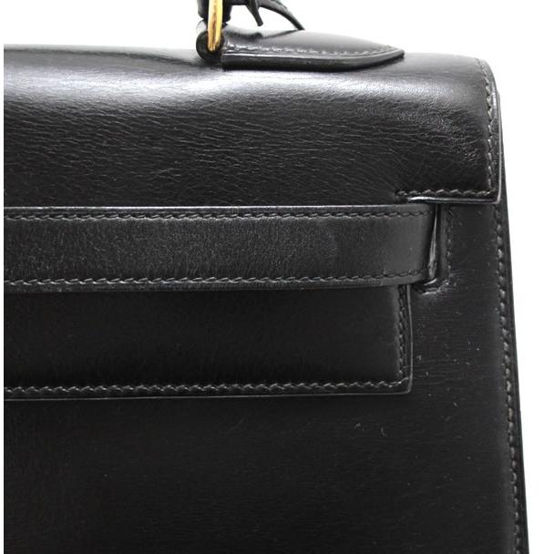 1989年製】エルメス HERMES ケリー32 ハンドバッグ ボックスカーフ 黒