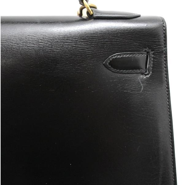1989年製】エルメス HERMES ケリー32 ハンドバッグ ボックスカーフ 黒