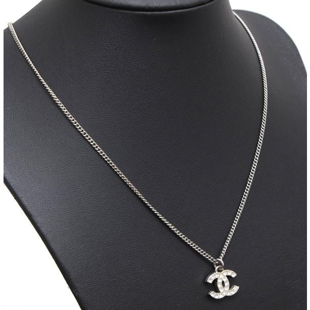 シャネル CHANEL ココマーク ラインストーン ネックレス F12W シルバー