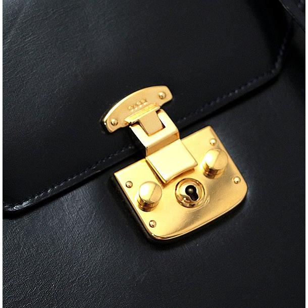 美品　グッチ　レザー　レディロック　2way バッグ　ネイビー グッチ GUCCI ヴィンテージ レディロック 2WAYバッグ レザー ネイビー