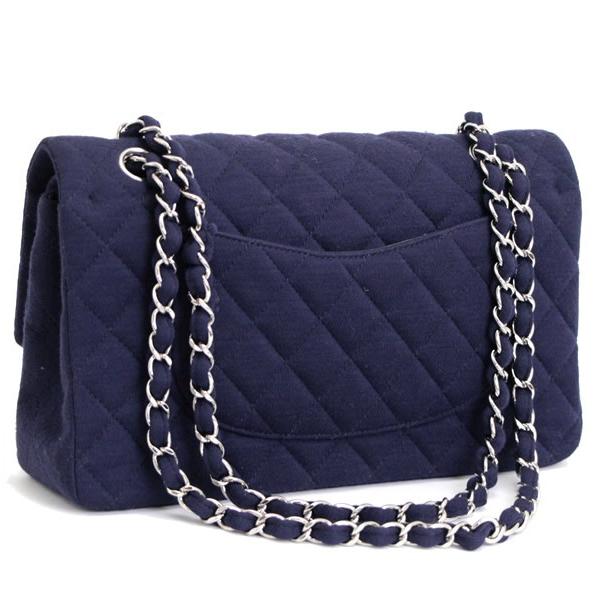 美品 シャネル CHANEL マトラッセ25 Wフラップ チェーンショルダーバッグ ジャージー ネイビー S金具 【67021】 美品 シャネル CHANEL マトラッセ25 Wフラップ チェーンショルダー