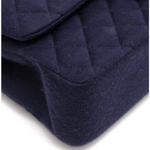 美品 シャネル CHANEL マトラッセ25 Wフラップ チェーンショルダーバッグ ジャージー ネイビー S金具 【67021】 美品 シャネル CHANEL マトラッセ25 Wフラップ チェーンショルダー