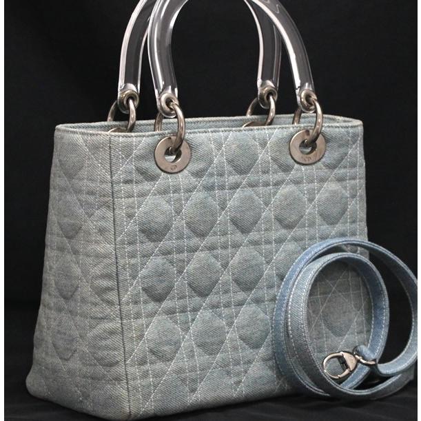 ディオール レディディオール カナージュ デニム 2WAY ハンドバッグ Lady Dior ディオール カナージュ LADY D-LITE ミディアムバッグ