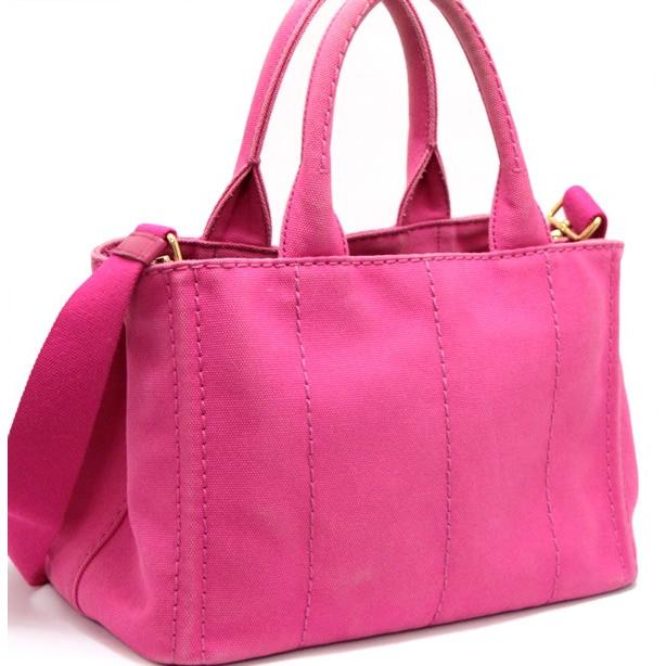 プラダ PRADA カナパ トートバッグ PM 2WAYバッグ ピンク キャンバス  