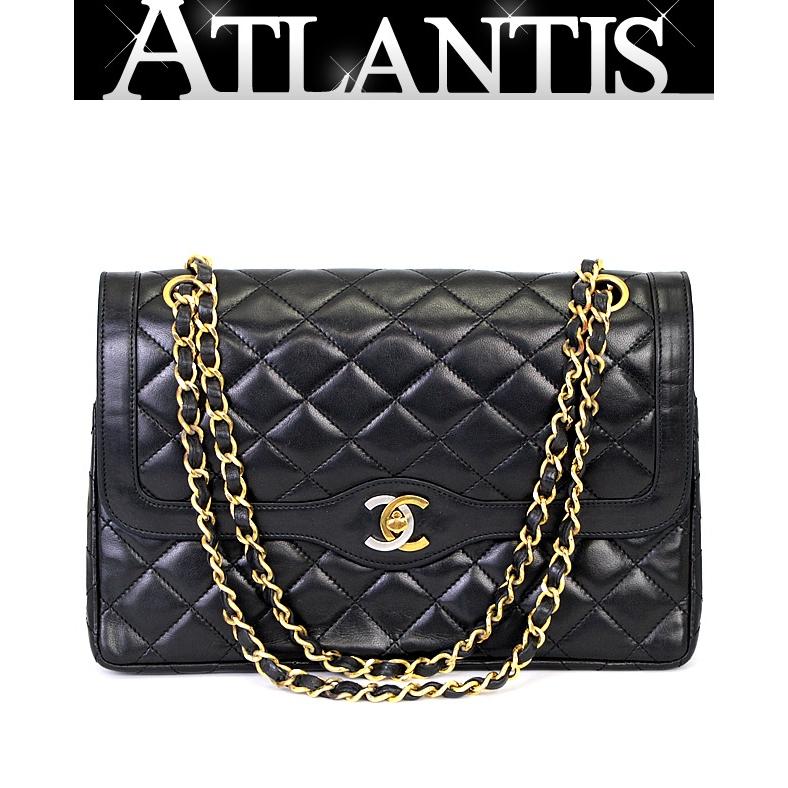 シャネル CHANEL ヴィンテージ マトラッセ25 パリ限定 ラムスキン 黒 1 