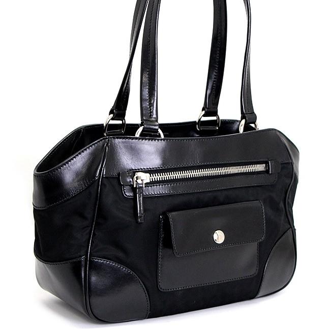 プラダ PRADA 三角ロゴ トートバッグ ナイロン×レザー 黒 BN1050