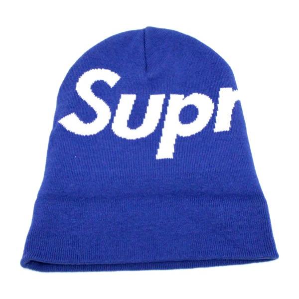 Supreme シュプリーム　ビックロゴ　ニット帽　ビーニー　ブルー 未使用 Supreme シュプリーム ニット帽 ビックロゴ ビーニー ブルー 綿