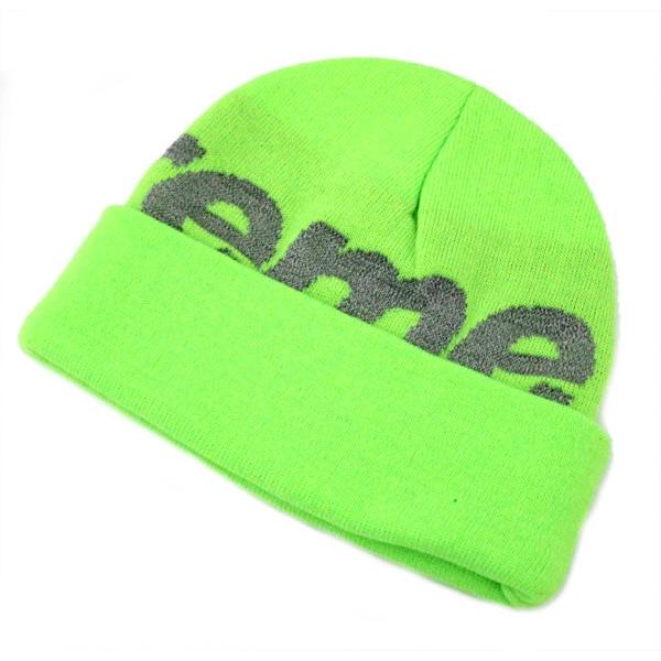 未使用 Supreme シュプリーム ニット帽 ビックロゴ ビーニー ライム