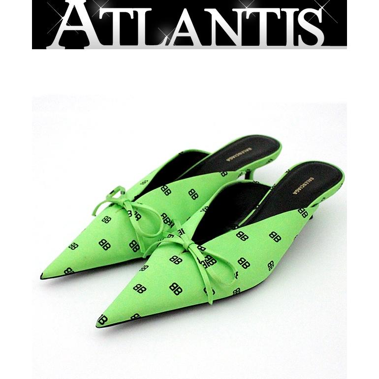 バレンシアガ BALENCIAGA ポインテッドミュール サンダル ロゴ リボン