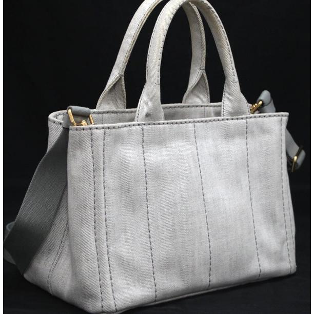プラダ PRADA カナパ Sサイズ 2WAYバッグ グレー キャンバス 【67357 