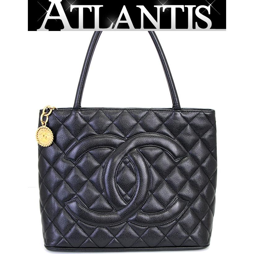 シャネル CHANEL 復刻トート ハンドバッグ マトラッセ キャビア 黒 G