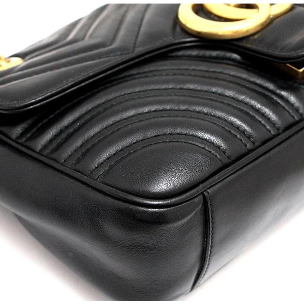 グッチ GUCCI GGマーモント チェーンショルダーバッグ 黒 レザー