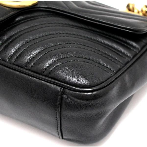 グッチ GUCCI GGマーモント チェーンショルダーバッグ 黒 レザー
