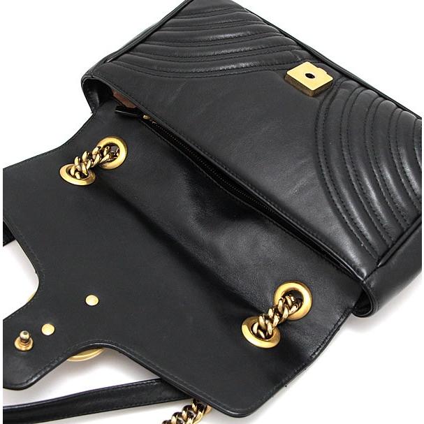 グッチ GUCCI GGマーモント チェーンショルダーバッグ 黒 レザー