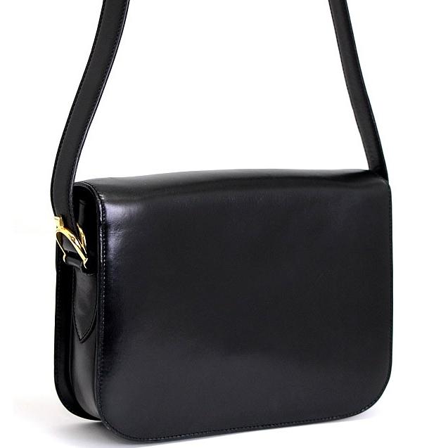 セリーヌ CELINE ショルダーバッグ 馬車金具 ヴィンテージ レザー 黒