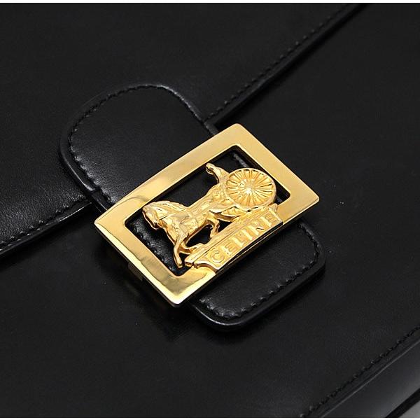 セリーヌ CELINE ショルダーバッグ 馬車金具 ヴィンテージ レザー 黒
