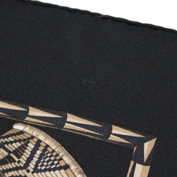 美品 エルメス HERMES カレ90 スカーフ BRAZIL ブラジル 黒系 シルク