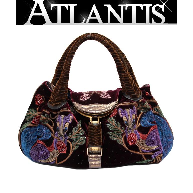 FENDI スパイバック　美品 美品 フェンディ FENDI スパイバッグ ハンドバッグ ベロア 刺繍