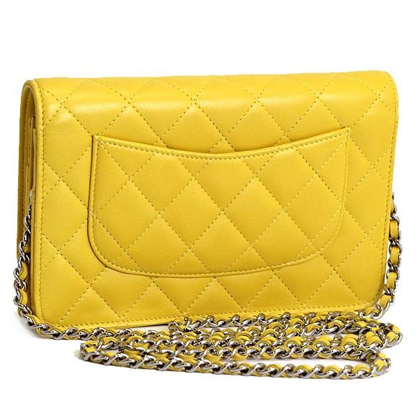 CHANEL シャネル マトラッセ シャネル CHANEL マトラッセ チェーンウォレット イエロー ラム S金具