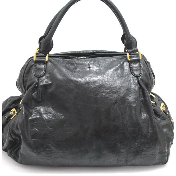 ミュウミュウ miumiu ハンドバッグ パドロック レザー 黒 【68087 