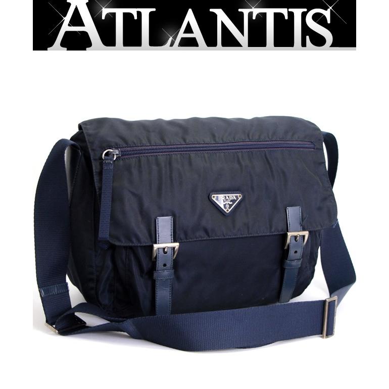 プラダ PRADA 三角ロゴ ショルダーバッグ ネイビー ナイロン 【68222