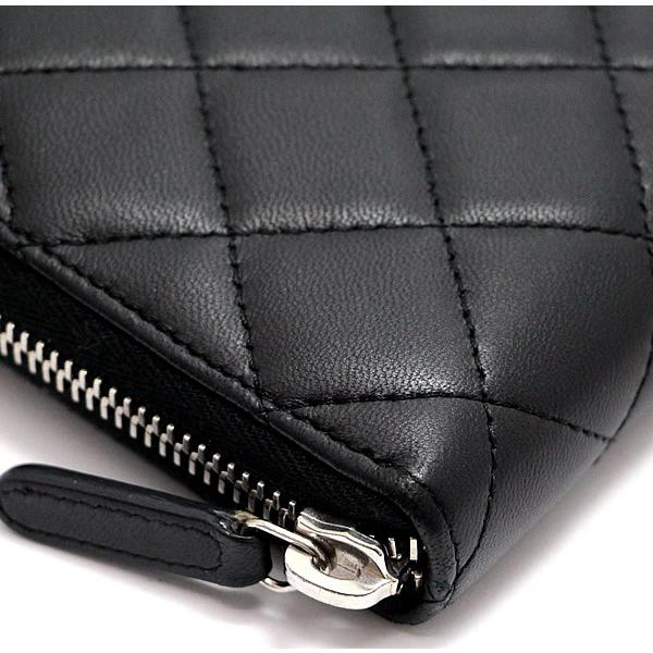 CHANEL シャネル　ブラック 長財布　ラムスキン　マトラッセ　S金具 シャネル CHANEL マトラッセ ラウンドファスナー 長財布 ラム 黒 S金具