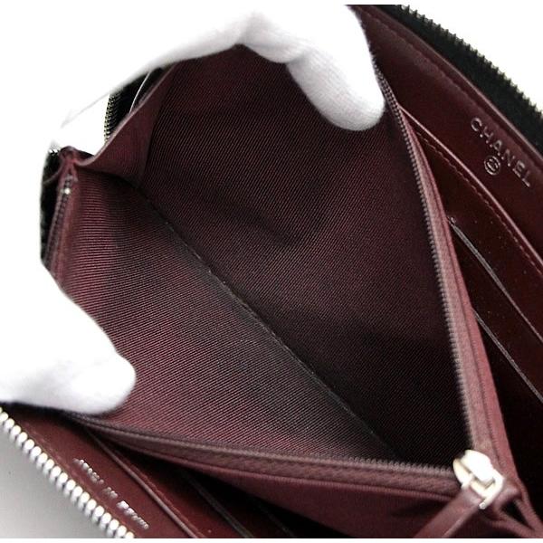 シャネル CHANEL マトラッセ ラウンドファスナー 長財布 ラム 黒 S金具