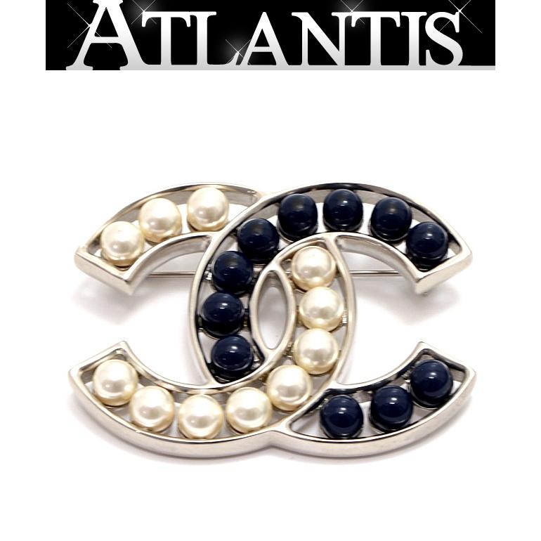 二*ん様 シャネル　CHANEL ブローチ　パール　シルバー　25s 美品 シャネル CHANEL ココマーク 2カラー パールブローチ シルバー