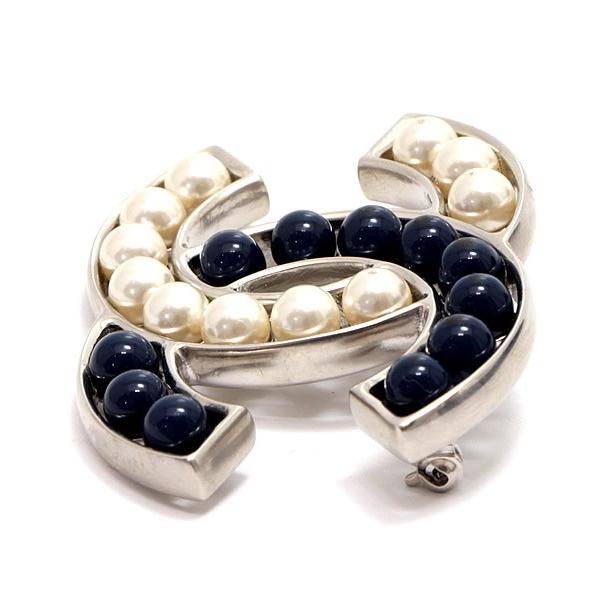 二*ん様 シャネル　CHANEL ブローチ　パール　シルバー　25s 美品 シャネル CHANEL ココマーク 2カラー パールブローチ シルバー