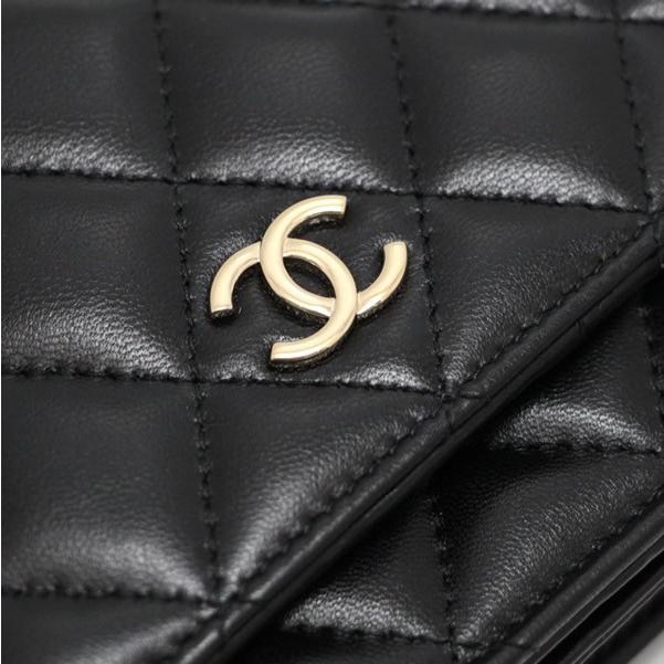 極美品 シャネル CHANEL マトラッセ カメリア ミニチェーンウォレット