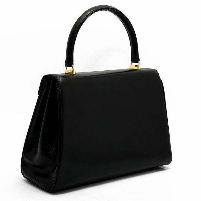グッチ GUCCI ヴィンテージ ターンロック ハンドバッグ 黒 レザー