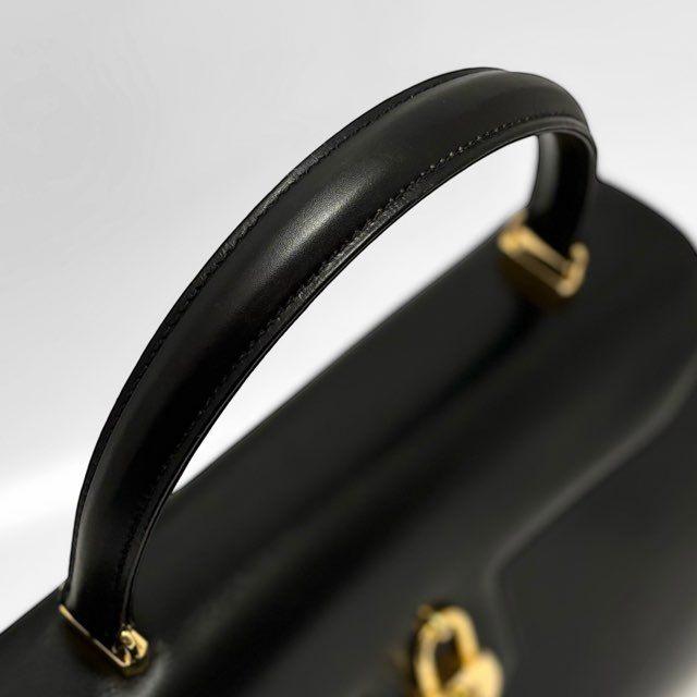 オールドグッチ　ハンドバッグ　ターンロック　ブラック　レザー　ヴィンテージ グッチ GUCCI ヴィンテージ ターンロック ハンドバッグ 黒 レザー