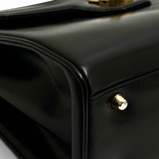 グッチ GUCCI ヴィンテージ ターンロック ハンドバッグ 黒 レザー